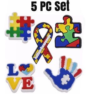 5pcs Autism Puzzle Shoe for Croc Shoes Charms